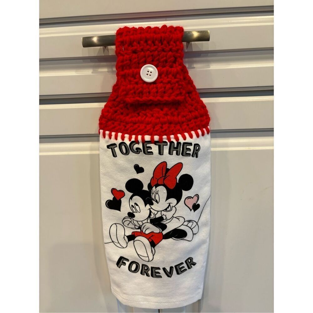 Crochet Top Kitchen Towel- Together forever-mickey-minnie